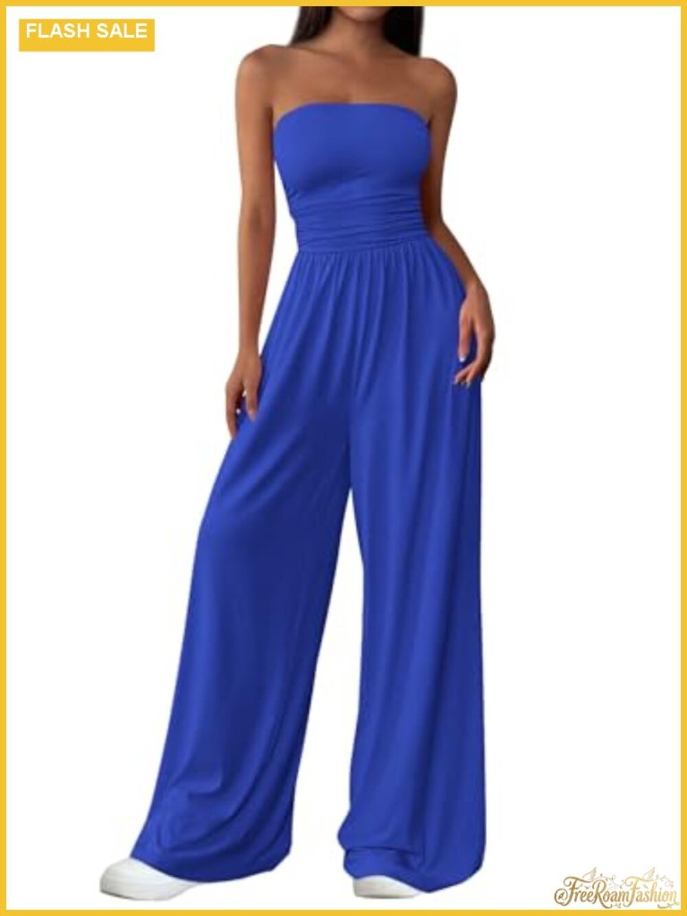 Strapless Jumpsuit for Women Wide Leg Sleeveless Romper Summer